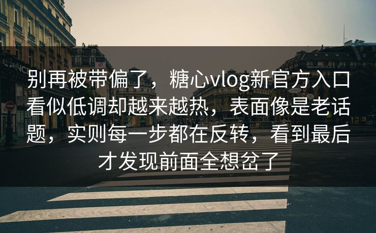 别再被带偏了，糖心vlog新官方入口看似低调却越来越热，表面像是老话题，实则每一步都在反转，看到最后才发现前面全想岔了