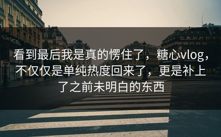 看到最后我是真的愣住了，糖心vlog，不仅仅是单纯热度回来了，更是补上了之前未明白的东西