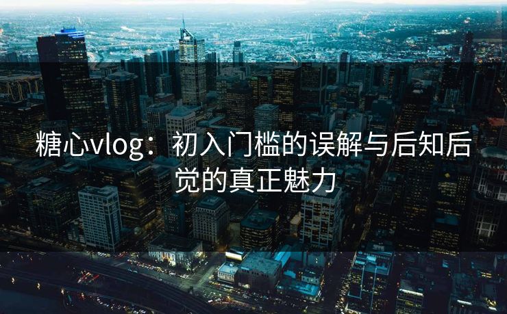 糖心vlog：初入门槛的误解与后知后觉的真正魅力