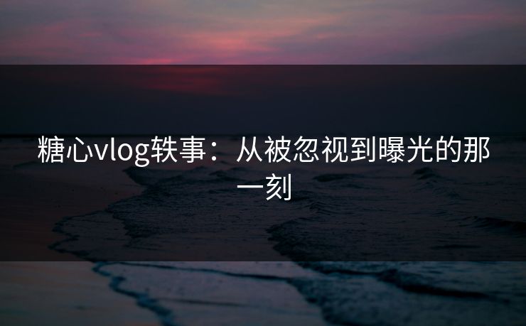 糖心vlog轶事：从被忽视到曝光的那一刻