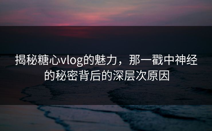 揭秘糖心vlog的魅力，那一戳中神经的秘密背后的深层次原因