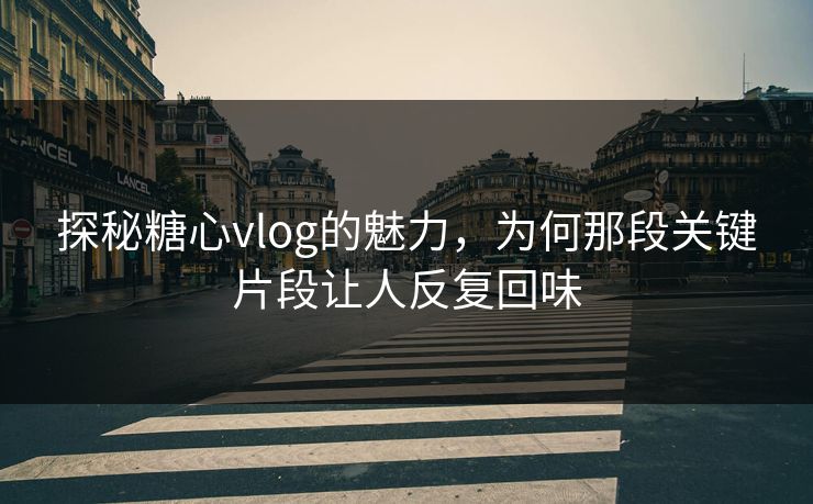 探秘糖心vlog的魅力，为何那段关键片段让人反复回味