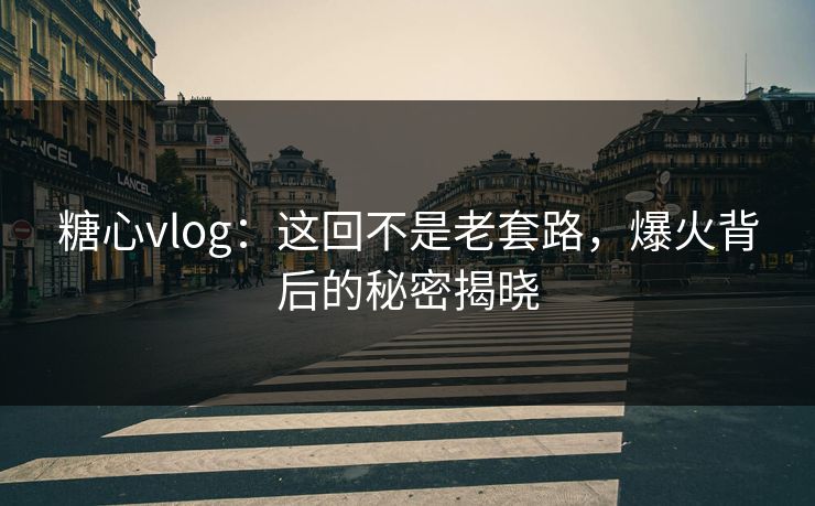 糖心vlog：这回不是老套路，爆火背后的秘密揭晓